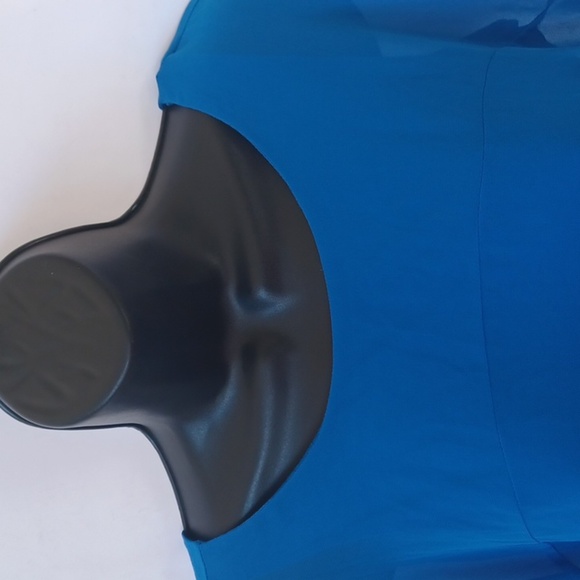 Express Blue  Sheer line Crepe Blouse, elastic waist - Picture 2 of 9